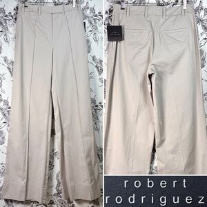 Robert Rodriguez Khaki Stretch Cotton Wide Leg Vertical Seam Pants, Sz 2